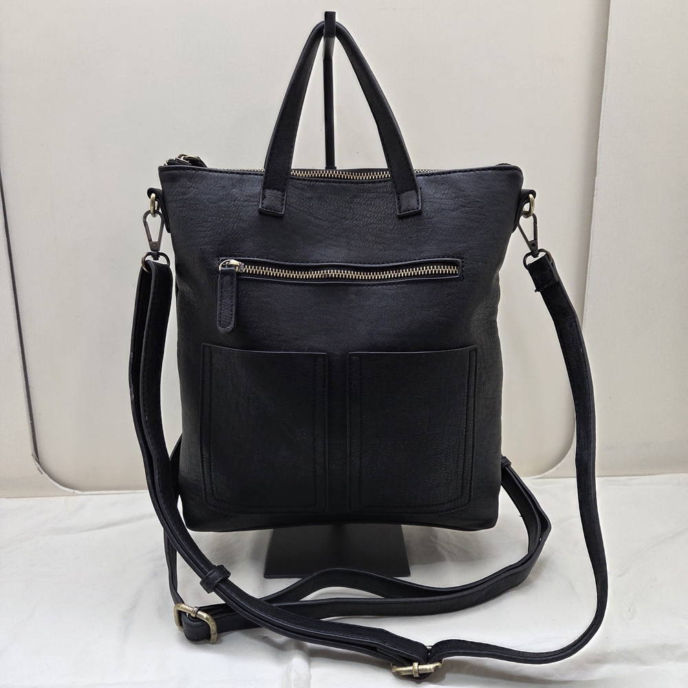 Antik Kraft Black Convertible Tote Backpack | Multi‑Pocket 3‑Way Bag 12x12